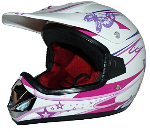 protectWEAR Kindercrosshelm MaX Racing Girl pink-weiß Glanz V310 - XS