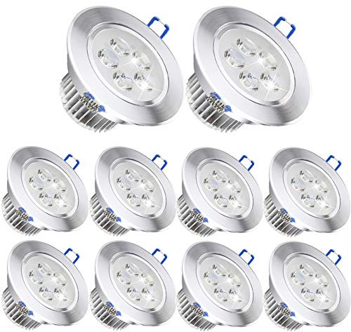 Pack of 10,Pocketman 110V 5W LED Ceiling Light Downlight,Cool White Spotlight Lamp Recessed Lighting Fixture,with LED Driver