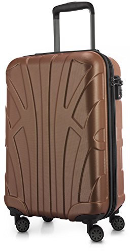suitline - Handgepäck Hartschalen-Koffer Koffer Trolley Rollkoffer Reisekoffer, TSA, 55 cm, ca. 34 Liter, 100% ABS Matt, Cappuccino Braun