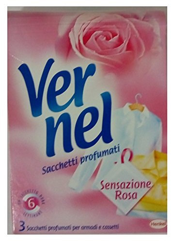 Vernel 3 sacchetti profumati armadi e cassetti sensazione rosa dura 6 settimane