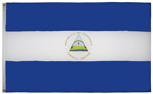 AZ FLAG - Bandera Nicaragua - 150x90 cm - Bandera Nicaragüense 100% Poliéster Con Ojales de Metal integrados - 110g - Colores Vivos Y Resistente A La Decoloración
