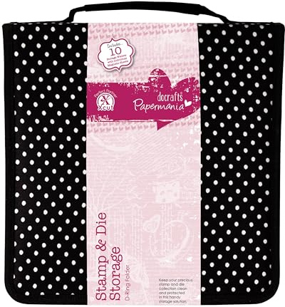 docrafts Papermania Stamp and Die Storage, Black with White Polka Dots