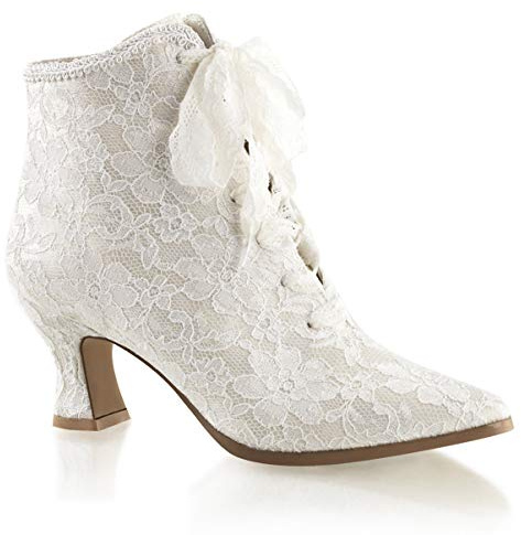Fabulicious Stivali da donna Victorian-30, Pizzo avorio satinato, 41 EU