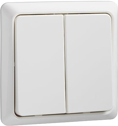 Schneider Electric Elso 506194 Double bouton-poussoir, encastré, 42 V/1 A, rénovation, blanc pur