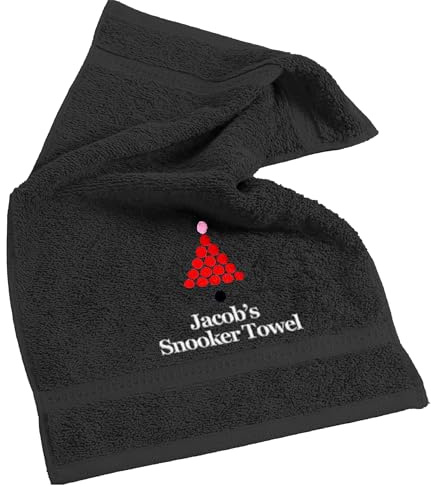 aztex Personalised Snooker Towel, 100% Cotton, Black
