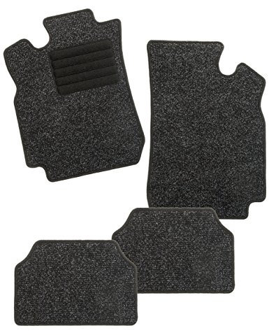 CarFashion 254698 BasicRips B02 | Auto Fussmatte in schwarz meliert | Automatte | schwarzer Trittschutz | Schwarze Hochglanz Kettelung | Auto Fussmatten Set ohne Mattenhalter, 4-teilig