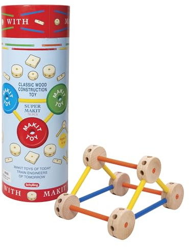 Schylling MKT Super Makit Classic Wood Construction Toy, 3+ years, 70-Pieces (1 EA)