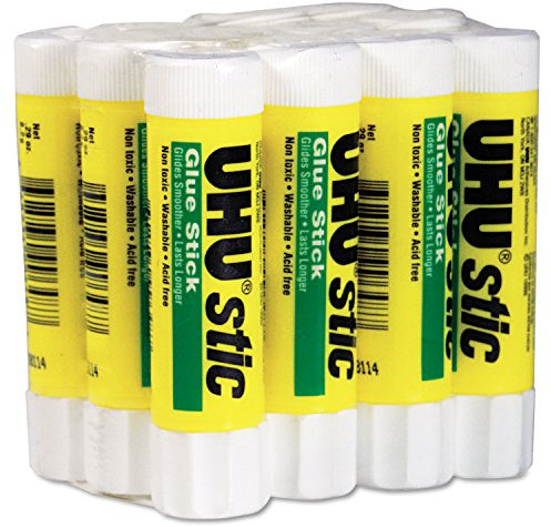 UHU Stic Permanent Clear Application Glue Stick, 8.2 g, .29 oz, 12/Pack