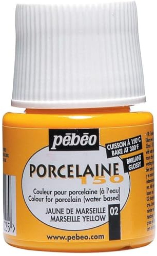 Pebeo Porcelaine 150 Lot de 5 flacons de Peinture pour Porcelaine 45 ML Jaune de Marseille