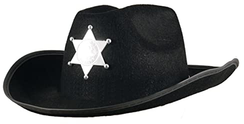 Smiffys Chapeau de shériff, noir, avec insigne, Taille unique