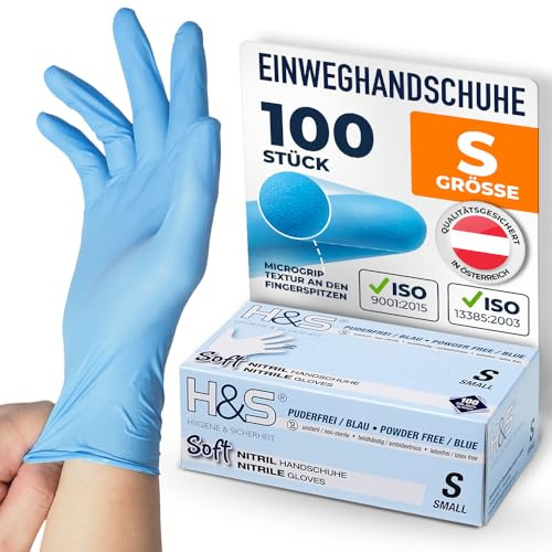 ISC Hygiene & Safety Nitrile Gloves 7 S Small Blue Box of 100 Powder Free Latex Free eudermic Disposable Examination Gloves nonsterile ambidextrous Commercial use