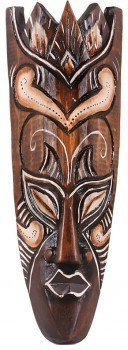 Woru Maske bemalt 30 cm, Holz-Maske aus Bali, Wandmaske