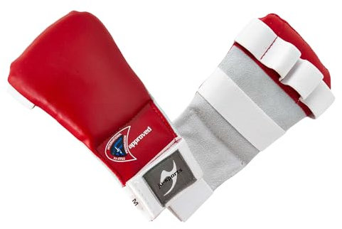 Ju-Sports Handschutz Ju Jutsu Pro - rot, PU & Leder I Hochwertiger Wettkampf Handschoner für Kampfsport mit Klettverschluss I Für Damen, Herren, Jugendliche & Kinder I Größe XS