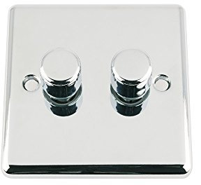 A5 Products Light Dimmer Switch 2 Gang 400W (Max) - Polished Chrome - Classic - 10 Amp 2 Gang 2 Way