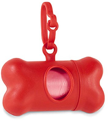 eBuyGB Kotbeutelhalter in Knochenform, Kunststoff, Rot