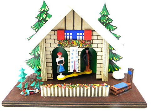 Casita meteorológica de la Selva Negra, con termómetro, para exterior, decoración de jardín