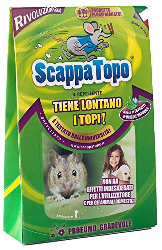 SCAPPATOPO IL BIO-REPELLENTE – Repellente Topi Naturale Forte – Dissuasore per Topi Ecologico – Alternativa a Trappola per Topi e Ultrasuoni per Topi – Confezione da 12 Pezzi da 50g