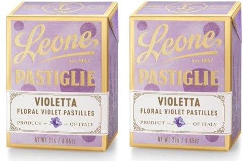 Leone. Violet Candies tin. 30g (1.06oz). Pack of 2