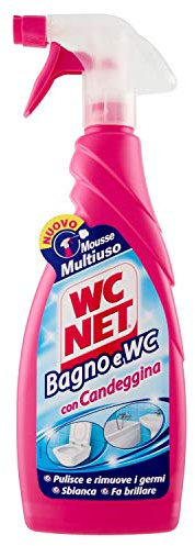 Wc Net - Bagno e Wc con Candeggina, Detergente Spray per Sanitari e Superfici, Azione Igienizzante e Sbiancante, 600 ml
