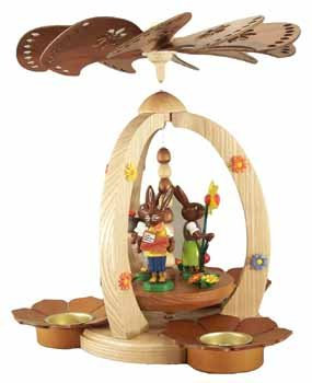 Rudolphs Schatzkiste Osterdekoration Pyramide mit Hasen Natur Höhe 28cm NEU Ostern Pyramide Osterpyramide Holzpyramide Tischdekoration Dekoration Weihnachten Wärmespiel Lichter Figur Edelholz Seiffen