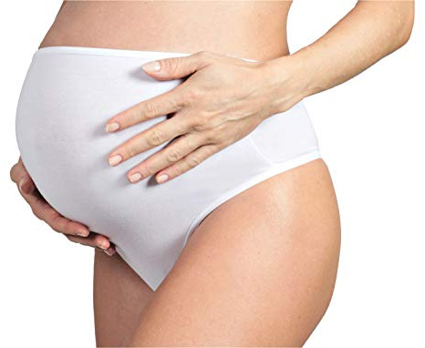 MYSANITY mammatrosor med hög midja i modal och bomull, mjuka graviditetstrosor, Made in Italy, Vit, M