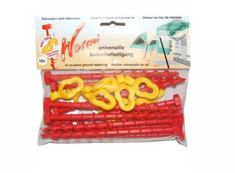 10 er SET - STANDARD -WURMI SCHRAUBHERINGE mit HAKENCLIPS - Wurmi-produkte ® ZELTHERINGE-SCHRAUBHERINGE-BODENANKER für CAMPING-CARAVAN-OUTDOOR-FREIZEiT - MADE in GERMANY- LANGZEIT-TEST bestanden - INNOVATIONEN MADE in GERMANY - Holly ® Produkte STABIELO ® - holly-sunshade ®