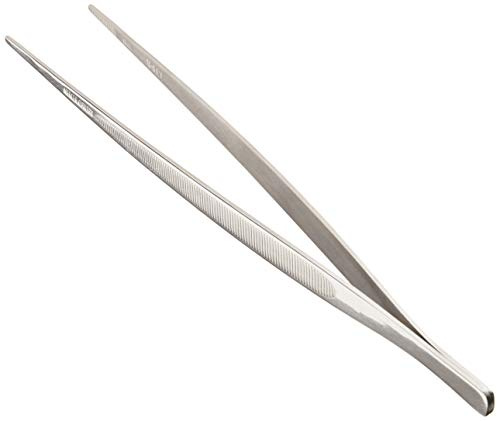 Mercer Culinary 18-8 Stainless Steel Chef Plating Tongs Straight Tip, 9-3/8 Inch