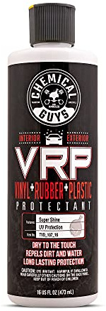 Chemical Guys Protector de Vinilo, Gomas y Plásticos Interiores y Exteriores VRP Vinyl, Rubber, Plastic Protectant 473 ml. Restaura y Proporciona un Acabado Negro Intenso.