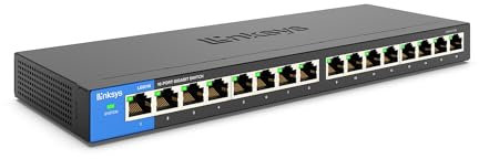 Linksys LGS116 16 Port Gigabit Unmanaged Network Switch - Home / Office Ethernet Switch Hub with Metal Housing - Wall Mount or Desktop Ethernet Splitter, Easy Plug & Play Connection