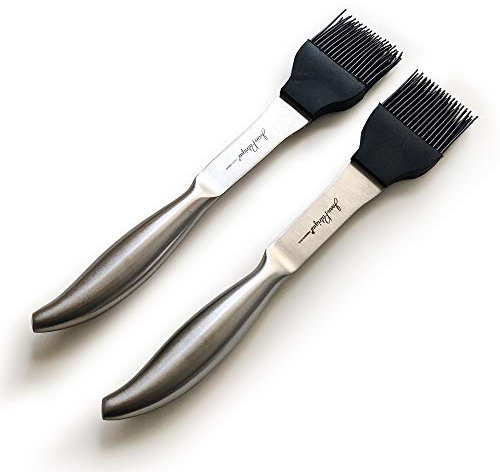 Silicone Pastry Brush Set, Heat Resistant Oil Brush for Cooking, Baking, Basting and BBQs - Two Food Grade & Odourless Silicone Kitchen Brushes - Non Stick Basting Brush - by Jean Patrique