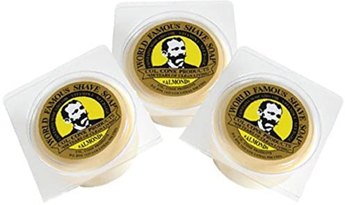 Col. Conk World's Famous Shaving Soap, Almond 3 - Pack Each Net Weight 2.25 Oz by Colonel Conk