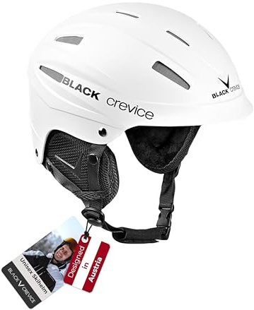 BLACK CREVICE Casco da sci Ischgl I Casco da sci antiurto dal design sportivo in diversi colori I Casco da sci Uomo & Donna I Casco da snowboard I Casco da sci traspirante I Regolabile (S, Bianco)