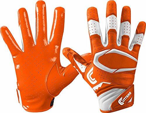 CUTTERS S451 Rev Pro 2.0 - Guantes de fútbol para receptor, seguridad, esquina trasera con agarre ultra pegajoso C-Tack para adultos y jóvenes, adulto XL, naranja