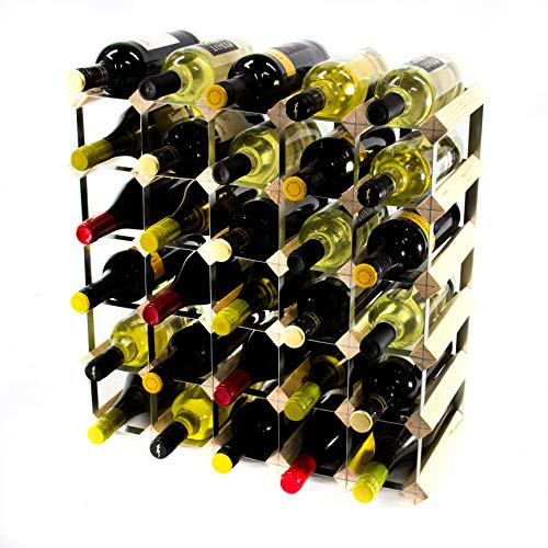 Classic 30 Bottle Pine Wood and galvanised Metal Wine Rack