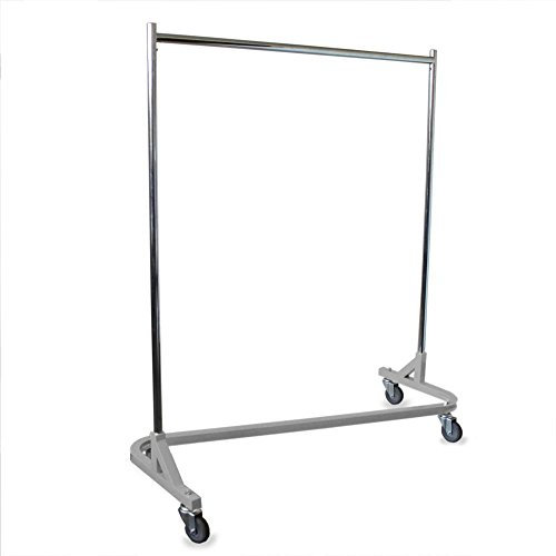 GERSO Schwerlast Kleiderständer Goliath – Industrie Kleiderstange Z-Rack, extrem belastbar bis 250 kg, Metall Kleiderständer mit Rollen Ø100 mm, Maße 1755x1550x540 mm, silber RAL 9006