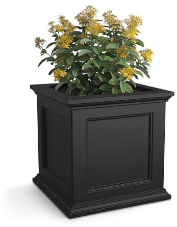 Mayne Fairfield 20-Inch Square Planter – Self-Watering, Weather-Resistant Planter for Flowers – Durable Outdoor Design for Patio, Porch, or Entryway