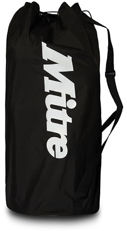 Mitre Fußballtasche | Robust | Verstellbare Trageriemen Ballsack, Schwarz, 12 Bälle
