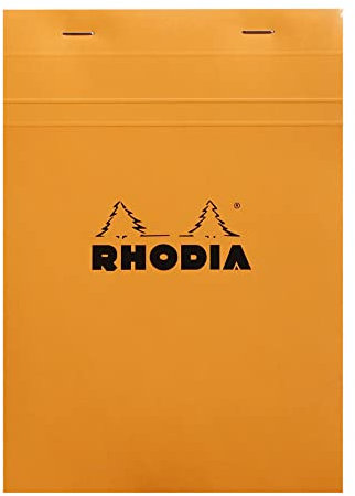RHODIA 16200C - Bloc-Notes Agrafé N°16 Orange - A5 14,8 x 21 cm 14,8 x 21 cm - Petits Carreaux - 80 Feuillets Détachables - Papier Clairefontaine Blanc 80 g/m² - Couverture en Carte Enduite Souple
