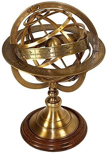 Globo celeste armillare armillare in ottone con incisioni zodiacali