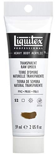 Liquitex 1045333 Professional Heavy Body Acrylfarbe in Künstlerqualität mit ausgezeichneter Lichtechtheit in buttriger Konsistenz, 59ml Tube - Umbra Natur transparent