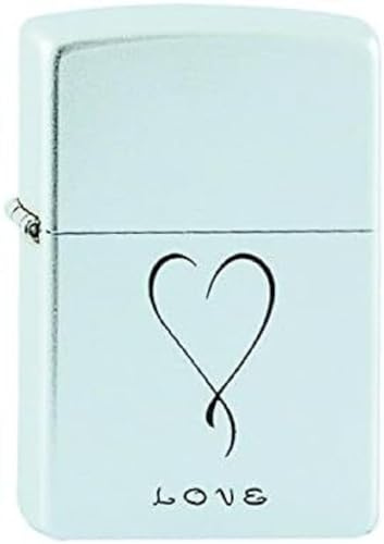 Zippo Briquet Tempête - Modèle Love - Finition Chrome Satiné avec Color Image - Rechargeable - Réutilisable - Design Coupe-Vent - Coffret Cadeau - Fabriqué aux États-Unis