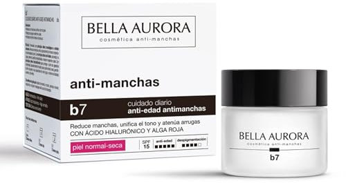 BELLA AURORA - B7 Crema Antimanchas y Antiedad 50 ml, para Piel Normal-Seca, Protección SPF15, Reduce Manchas, Unifica el Tono y Atenúa Arrugas, con Ácido Hialurónico, Uso Diario