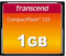 Transcend Scheda CompactFlash 133 da 1 GB (CF Card), fino a 30 MB/s, supporta la modalità Ultra DMA 4 con memoria MLC NAND, ideale per DSLR entry-level - TS1GCF133