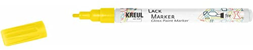 KREUL 47215 - Crayon laque fine jaune, avec pointe ogive épaisseur de trait 1-2 mm, pour créer, écrire et décorer des petits cadeaux originaux, des cartes, etc.
