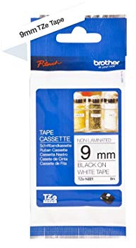 Brother TZEN221 Nastro Non laminato da 9 mm (8 m) Nero/Bianco