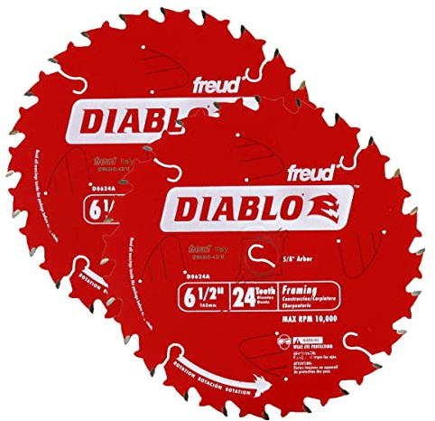 Diablo Framing Saw Blade for Wood - 6-1/2 Dia, 24 ATB Teeth, 2-Pack