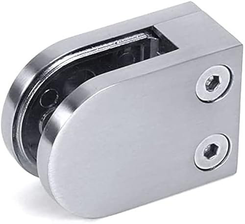 Seagull Balustrades Zintec Brushed Stainless Steel Effect Glass Clamp - Flat Base Mount - Ideal D Shaped Metal Wall/Post Bracket Mount Glass Holder Clip for Stairs Balustrades, Glazing, Handrails