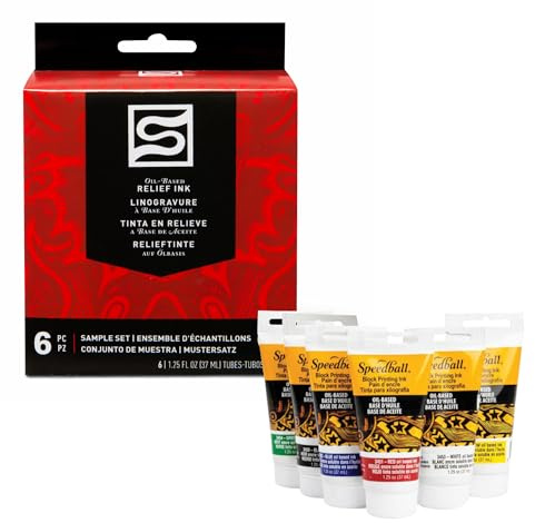Speedball 3476 Oil-Based Block Printing Ink Starter Set for Professional, Permanent Prints AP Certified – 1.25 FL OZ Tubes
