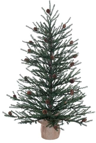 Vickerman 30 Caramel Pine Artificial Christmas Tree Unlit- Featuring 684 PVC Tips - Pine Cone Accented - Seasonal Indoor Home Decor with Decorative Burlap Base