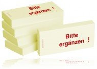 BIZSTIX® Business Haftnotizen Bitte ergänzen - 1 Packung mit 5 Haftnotizblöcken zu je 100 Blatt, 75 x 35 mm